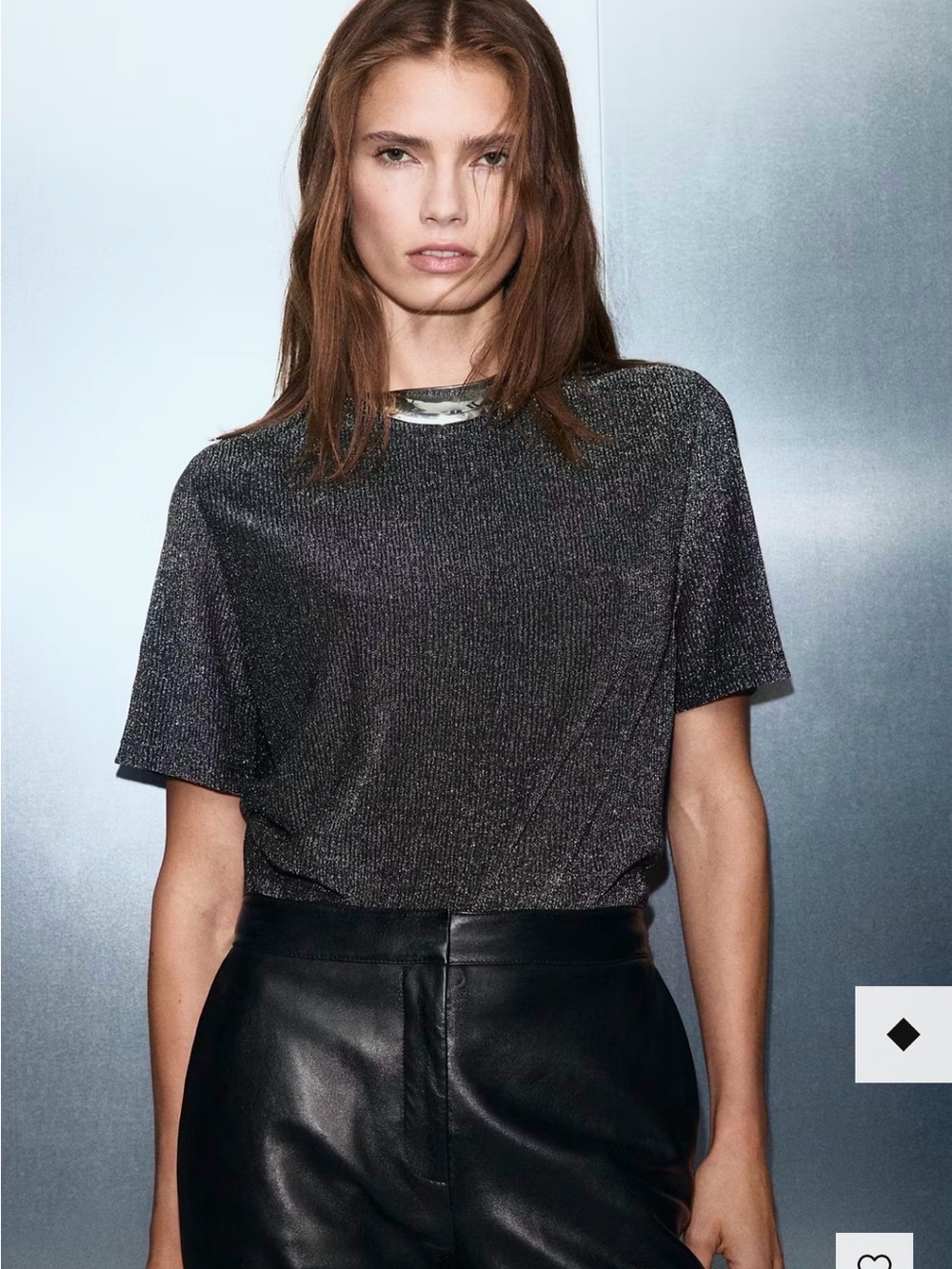 Mango short sleeved lurex t-shirt